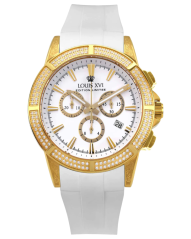 Men's gold Louis XVI watch with rubber strap Majesté Iced Out Royale - 1136 Silver 43MM