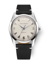 Reloj Nivada Grenchen plata para hombre con correa de cuero Antarctic 35004M15 35MM