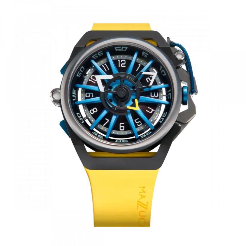 Men's Mazzucato black watch with rubber strap Rim Sport Black / Yellow - 48MM Automatic