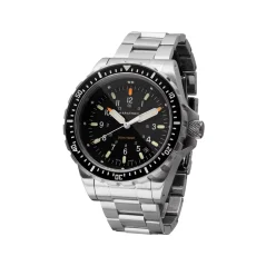 Miesten hopeinen Marathon Watches -kello teräshihnalla Jumbo Diver's Quartz 46MM