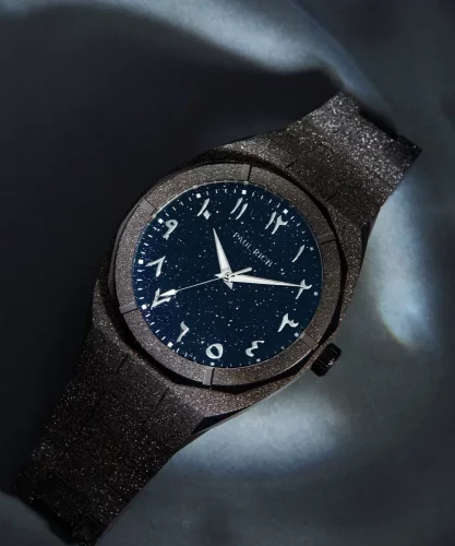 Čierne pánske hodinky Paul Rich s oceľovým pásikom Frosted Star Dust Arabic Edition - Black Midnight Oasis 45MM