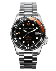 Men's silver Momentum Watch with steel strap M20 DSS Diver Stainless Steel - Black & Orange 42MM