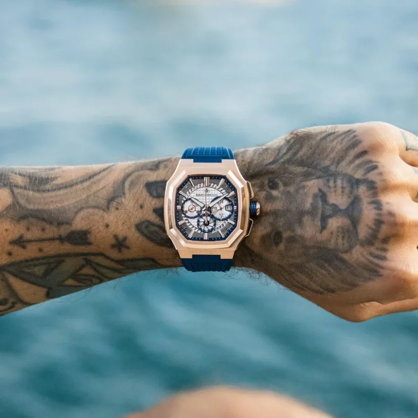 Zlaté pánské hodinky Ralph Christian s gumovým páskem The Equinox Chrono - Atlantic Crest 47MM