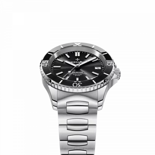 Strieborné pánske hodinky Venezianico s oceľovým pásikom Nereide 3121504C Black 39MM Automatic