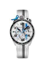 Men's silver Bomberg Watch with rubber strap Racing YAS MARINA White / Grey 45MM