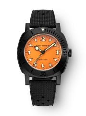 Men's black Nivada Grenchen watch with rubber strap Depthmaster Black Pumpkin 14131A01 39MM Automatic