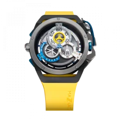 Men's Mazzucato black watch with rubber strap Rim Sport Black / Yellow - 48MM Automatic