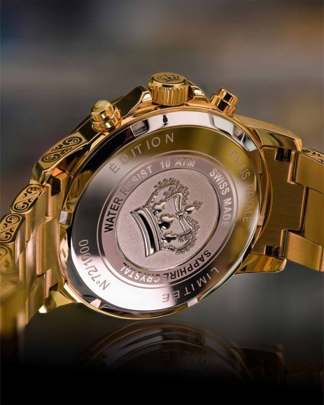 Zlaté pánské hodinky Louis XVI s ocelovým páskem Palais Royale With Diamond 1802 - Gold 43MM
