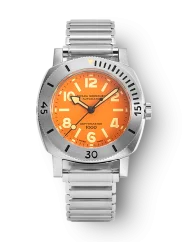 Men's silver Nivada Grenchen watch with rubber steel Orange Depthmaster 14127A11 39MM Automatic