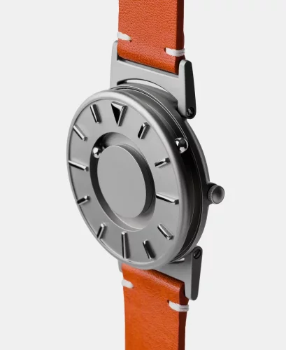 Reloj Eone plateado de hombre con correa de piel Bradley KBT - Silver 40MM
