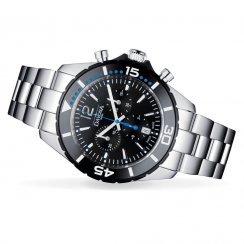 Men's silver Davosa watch with steel strap Nautic Star Chronograph - Silver/Blue 43,5MM