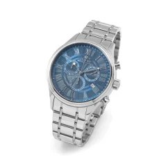 Men's silver Louis XVI watch with steel strap Danton - Silver / Blue 44MM
