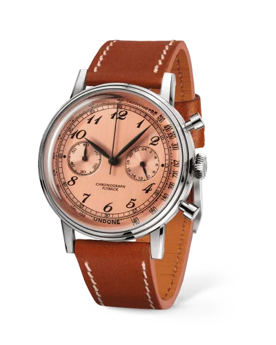 Herrenuhr aus Silber Undone Watches mit Lederband Vintage Salmon 40MM