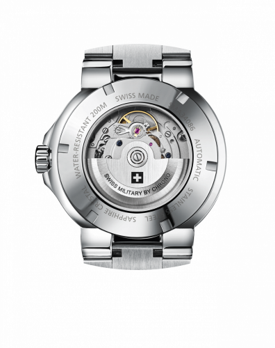 Men's silver Swiss Military Hanowa watch with steel strap SMA34086.02 43MM Automatic