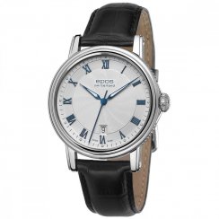 Men's silver Epos watch with leather strap Emotion 3390.152.20.20.25 41 MM Automatic