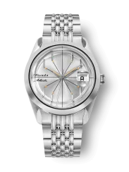 Relógio Nivada Grenchen prata para homem com bracelete em aço Antarctic Spider 32023A04 38MM Automatic