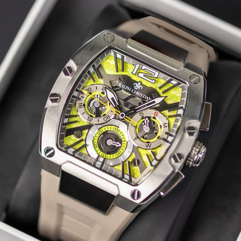 Stříbrné pánské hodinky Ralph Christian s gumovým páskem The Intrepid Sport - Electro Slate 42,5MM