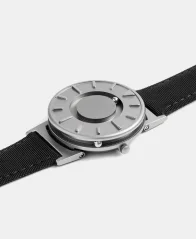 Reloj Eone plateado de hombre con correa de piel Bradley Canvas Noir - Silver / Black 40MM