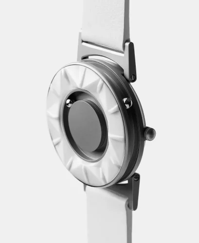 Stříbrné pánské hodinky Eone s koženým páskem Bradley Element White - Silver 40MM