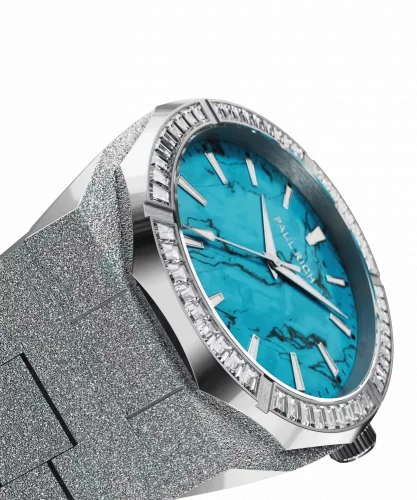 Reloj Paul Rich plateado para hombre con correa de acero Frosted Star Dust Azure Dream - Silver 45MM