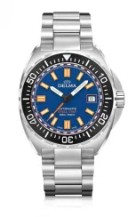 Męski srebrny zegarek Delma Watches ze stalowym paskiem Shell Star Titanium Silver / Blue 41MM Automatic