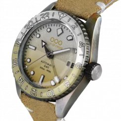 Herrenuhr aus Silber Out Of Order Watches mit Ledergürtel Margarita GMT 40MM