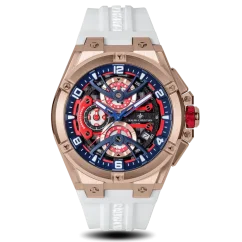 Ralph Christian kultainen miesten kello kuminauhalla The Apex Chrono - Polar White 46MM