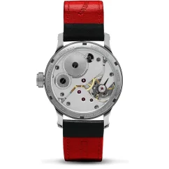 Zilveren herenhorloge van Ferro & Company met leren band 356 Black / Red 43MM