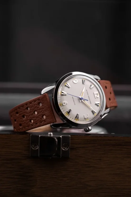 Orologio da uomo Nivada Grenchen in colore argento con cinturino in pelle Antarctic 35001M15 35MM