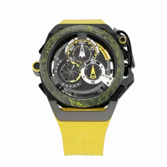 Men's Mazzucato black watch with rubber strap RIM Monza Black / Yellow - 48MM Automatic