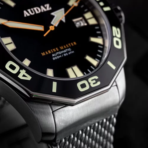 Herrenuhr aus Silber Audaz Watches mit Stahlband Marine Master ADZ-3000-01 - Automatic 44MM