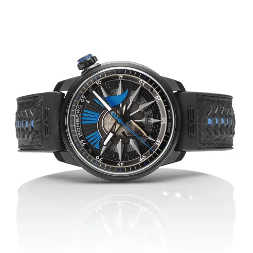 Relógio Bomberg Watches preto para homem com pulseira de couro AUTOMATIC SPARTAN BLUE 43MM Automatic