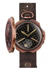 Men's gold Mondia watch with leather strap Tambooro Bullet Dirty Bronze Red 48MM Limited Edition
