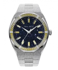 Men's silver Paul Rich watch with steel strap Banana Split Frosted Star Dust - Silver 45MM Limited edition