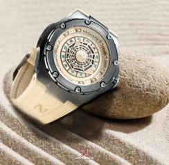 Čierne pánske hodinky Nsquare s gumovým opaskom FIVE ELEMENTS Black / Brown 46MM Automatic