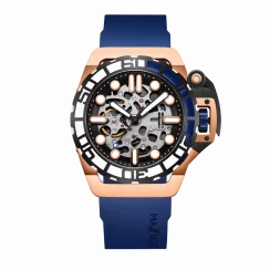 Černé pánské hodinky Mazzucato Watches s gumovým páskem RIM Sub Black / Gold - 42MM Automatic