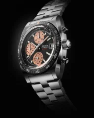 Men's silver Nivada Grenchen watch with steel strap Chronosport Mecaquartz Salmon 77002Q45 38MM