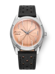 Reloj Nivada Grenchen plata de hombre con correa de cuero Antarctic Spider 32050A10 38MM Automatic