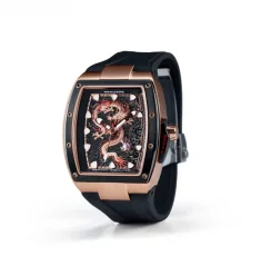 Czarny zegarek męski Nsquare ze gumowym paskiem Dragon Overloed Gold / Black 44MM Automatic
