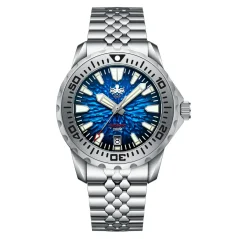 Strieborné pánske hodinky Phoibos Watches s oceľovým pásikom KRAKEN 200M PY059B Automatic 40MM