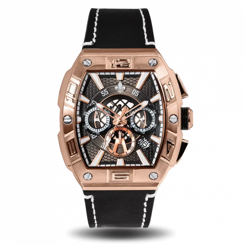 Men's gold Ralph Christian Watch with a leather strap The Intrepid Chrono - Rose Gold 42,5MM