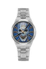 Men's silver Bomberg Watch with steel strap ICONIC BLUE 43MM Automatic