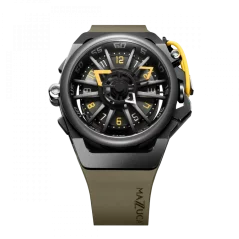 Černé pánské hodinky Mazzucato Watches s gumovým páskem Rim Sport Black / Green - 48MM Automatic