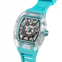 Men's silver Ralph Christian watch with a rubber band The Ghost - Aqua Blue Automatic 43MM