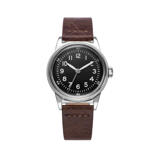 Stříbrné pánské hodinky Praesidus s koženým páskem A-11 Type 44 White 38MM