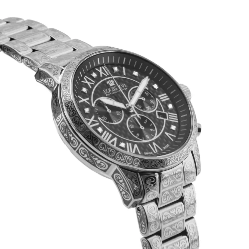 Men's silver Louis XVI watch with steel strap Palais Royale 1019 - Silver 43MM