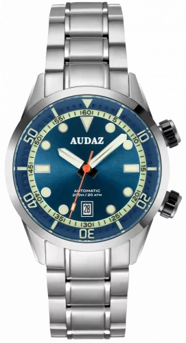 Męski srebrny zegarek Audaz Watches ze stalowym paskiem Seafarer ADZ-3030-02 - Automatic 42MM