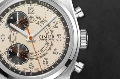Relógio Cimier pulseira de prata com pulseira de couro para homens 711 HERITAGE CHRONOGRAPH CREAM 39,5MM Automatic