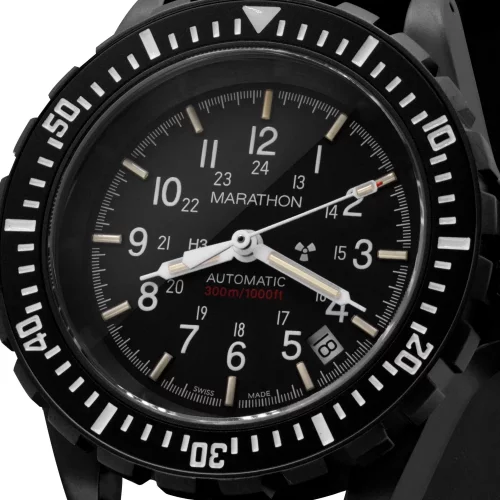 Czarny srebrny zegarek Marathon Watches ze stalowym paskiem Anthracite Large Diver's (GSAR) 41MM Automatic