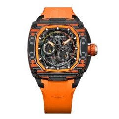 Montre homme Tsar Bomba Watch couleur noire avec élastique Dark Matter 1 Black / Orange 43MM